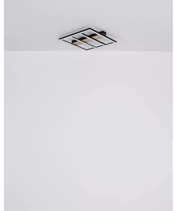 Plafoniera LED Froomy 67291-30, 30W, 2250lm, lumina calda, IP20, neagra+maro, Globo Lighting