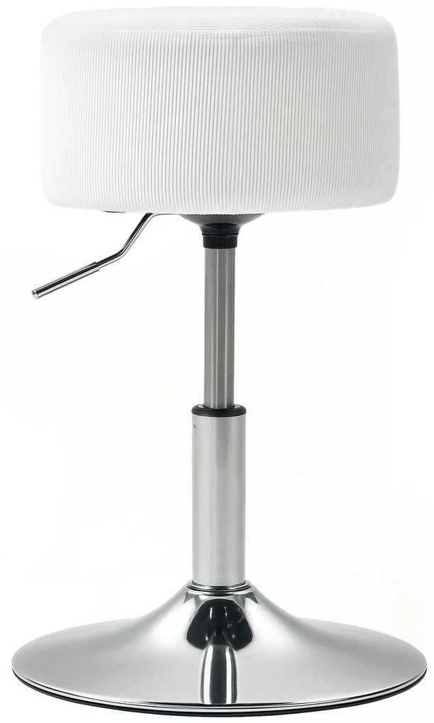 HOMCOM Taburet, cu pernă, cu cadru metalic, aspect de catifea, înălțime reglabilă, 360° rotativ alb | Aosom Romania