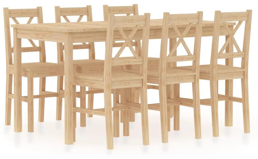 283373 vidaXL Set mobilier de bucătărie, 7 piese, lemn de pin