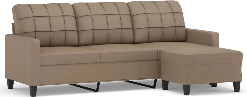 vidaXL Canapea cu 3 locuri / taburet cappuccino 180 cm piele ecologică
