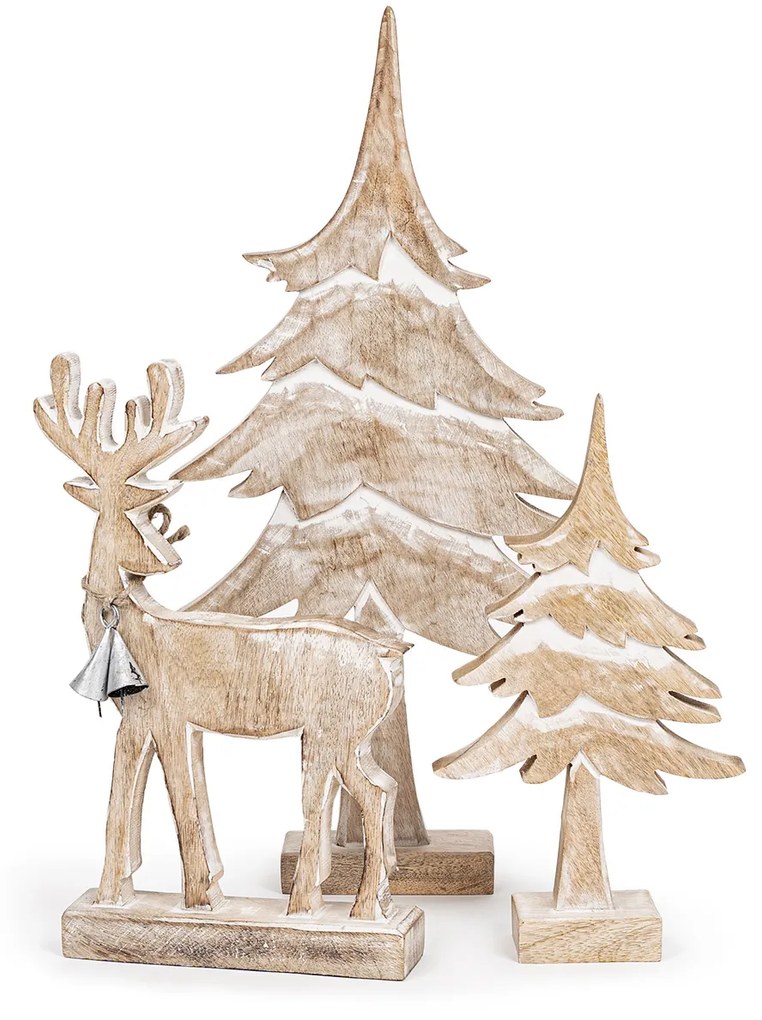 4Home Nordic Reindeer decor din lemn de mango, 33cm