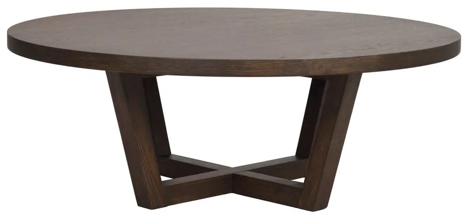 Măsuță de cafea maro închis rotundă cu aspect de lemn de stejar ø 110 cm Boxford – Rowico