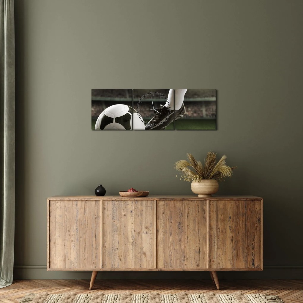 Tablou - Minge de fotbal (cu ceas) (90x30 cm)
