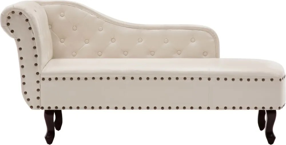 vidaXL Șezlong, alb crem, piele ecologică