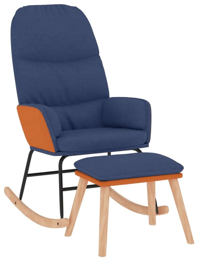 3097405 vidaXL Scaun balansoar cu taburet, albastru, textil