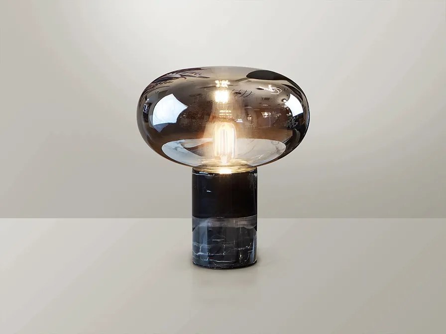Veioza / Lampa de masa design elegant Fungi negru/fumuriu