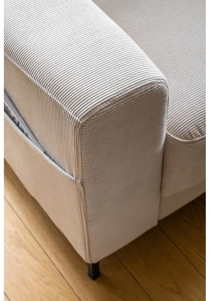 Fotoliu bej cu tapițerie din catifea reiată Lofty Lilly – Miuform