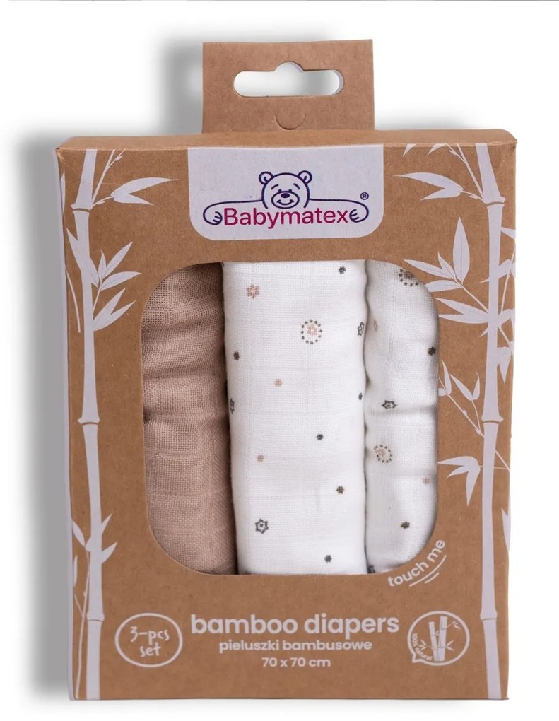 Babymatex Scutece din bambus Steluțe, 70 x 70 cm, set de 3 bucăți