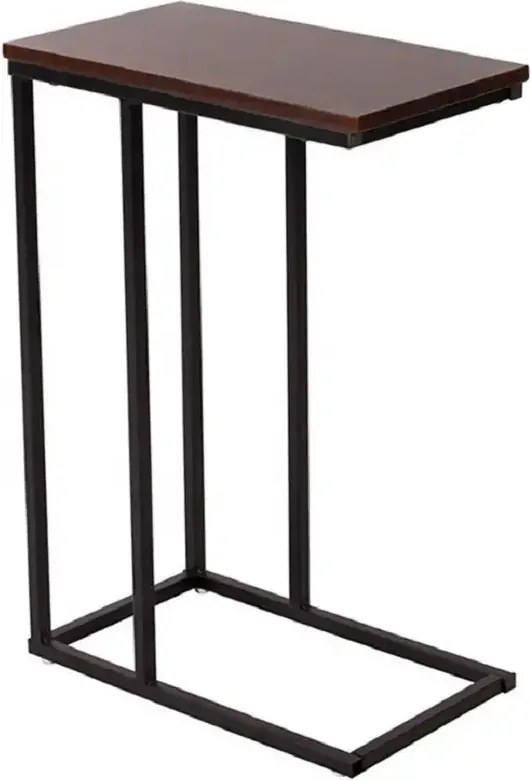 Masuta de cafea in stil industrial,metal-lemn,Homs, seria A-620,45 x 25 x 63.5 cm, negru/nuc,30314