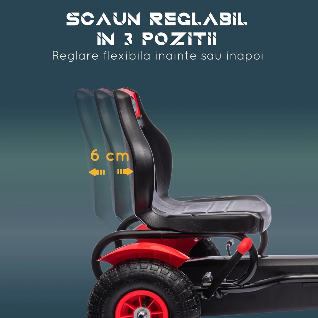 HOMCOM Kart cu Pedale pentru Copii 5-12 Ani, 121x58x61 cm, Roșu | Aosom Romania