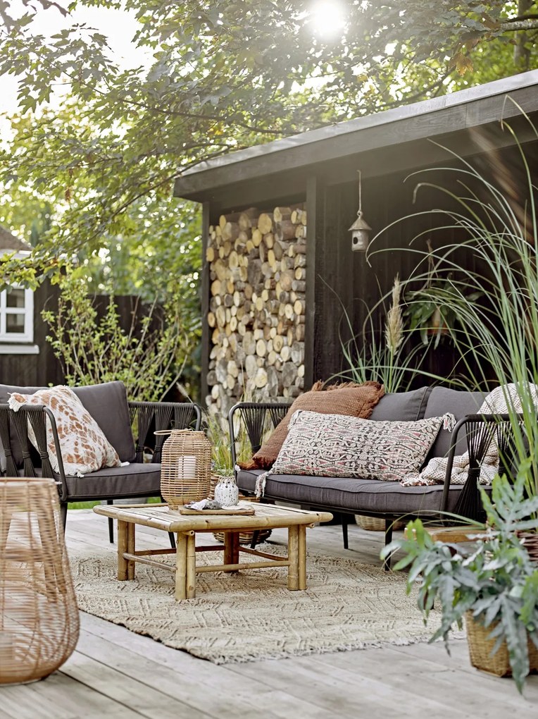 Canapea de exterior, neagra, din metal Pavone