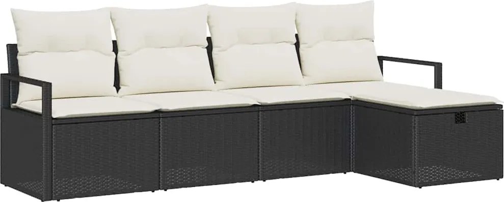 vidaXL Set de canapea cu pernă Manual 5 pcs Negru și Crem poliratan