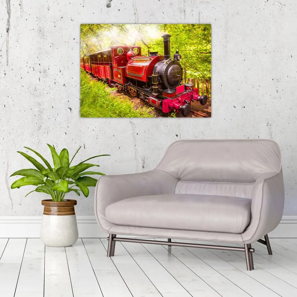 Tablou pe sticlă - Tren cu aburi (70x50 cm)