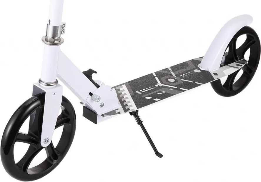 Trotineta copii si adolescenti NOVOKIDS™ Fusion EVO PRO, Maxim 100 kg, Functie Super Brake, Maner reglabil pe inaltime, Diametru roata 200 mm, Alb