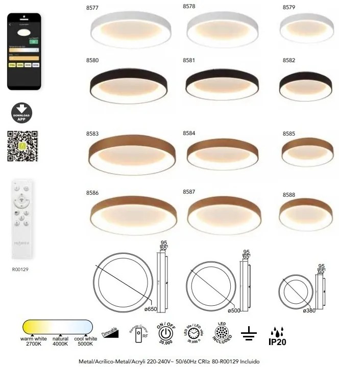 Plafoniera LED inteligenta design circular NISEKO II Gold 38cm