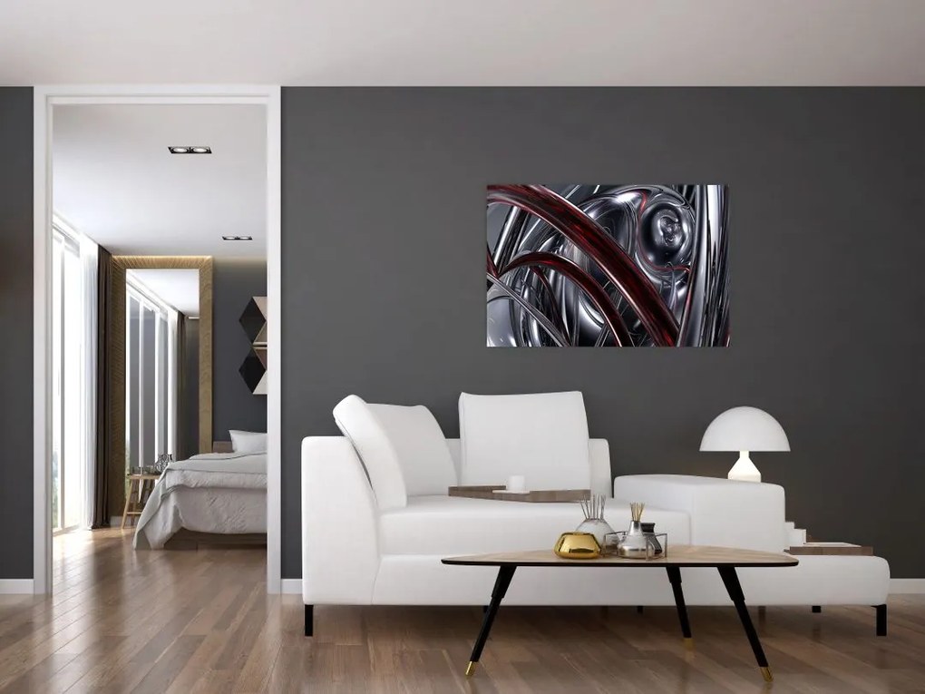 Tabloul cu abstracție în gri (90x60 cm)