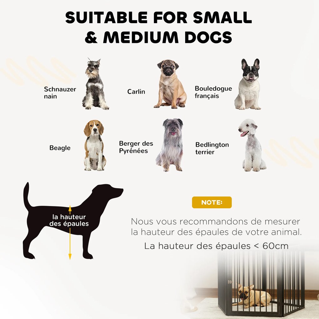 PawHut Parc pentru câine, parc pentru animale, 5 panouri, gard portabil pliabil, sigur, negru | Aosom Romania