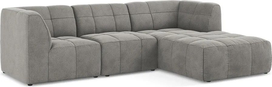 Colțar gri cu tapițerie din catifea (cu colț pe partea dreaptă/cu șezlong) Aloha – Makamii