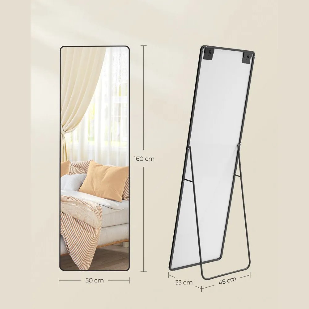 Oglindă dreptunghiulară NOIR, 160x50 cm, neagră SongmicsHome