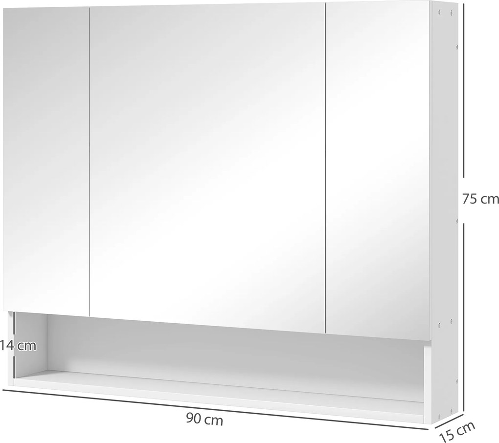 kleankin Dulap de Baie Montat pe Perete cu Oglindă și Rafturi Reglabile, Alb | Aosom Romania