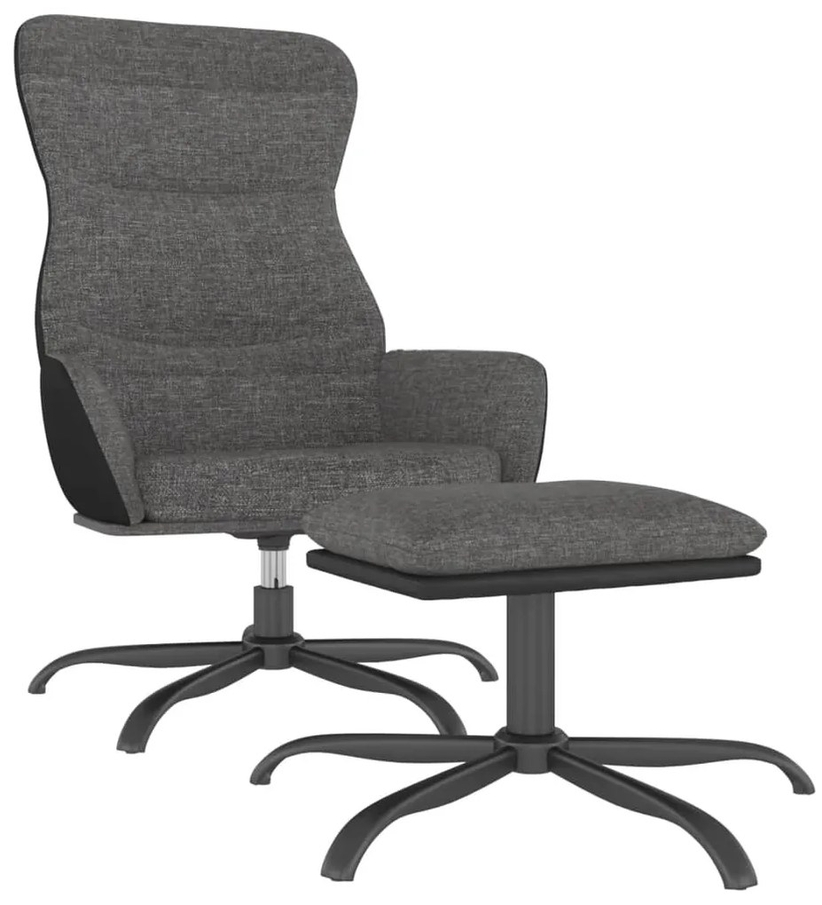 3097458 vidaXL Scaun de relaxare cu taburet, gri deschis, material textil