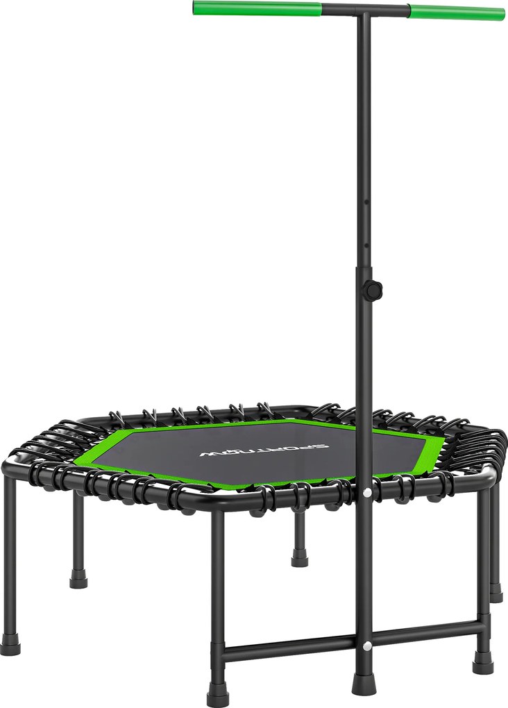 SPORTNOW Trambulină de Fitness 114x114x132 cm cu mâner reglabil în 3 nivele și cadru din oțel Verde și Negru | Aosom Romania