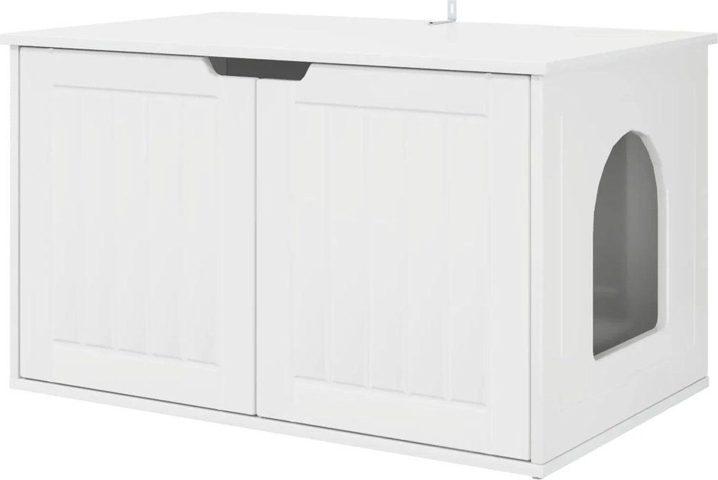 vidaXL Casa pentru pisici Alb Lucios 85 x 55 x 50,5 cm Lemn compozit