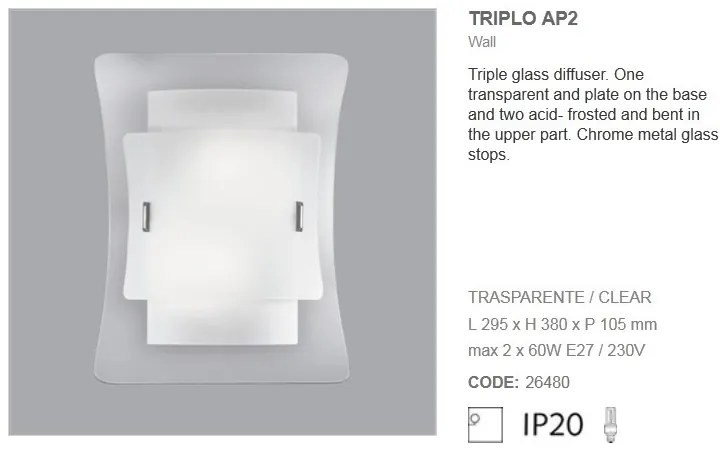 Aplica moderna 29,5cm x 38cm TRIPLO AP2 026480