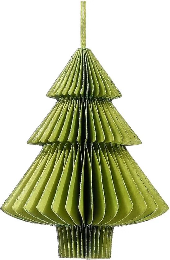 Decorațiune din hârtie pentru Crăciun, formă brad Only Natural, lungime 10 cm, verde