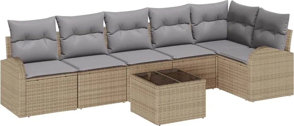 vidaXL Set de canapele pentru grădină 7 pcs Bej și gri deschis