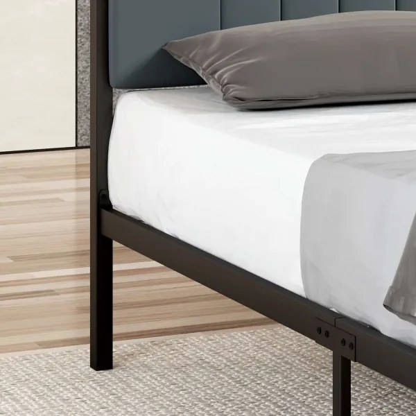 Pat dublu metalic LUNOR 160x200 cm, antracit, sarcină maximă 200 kg