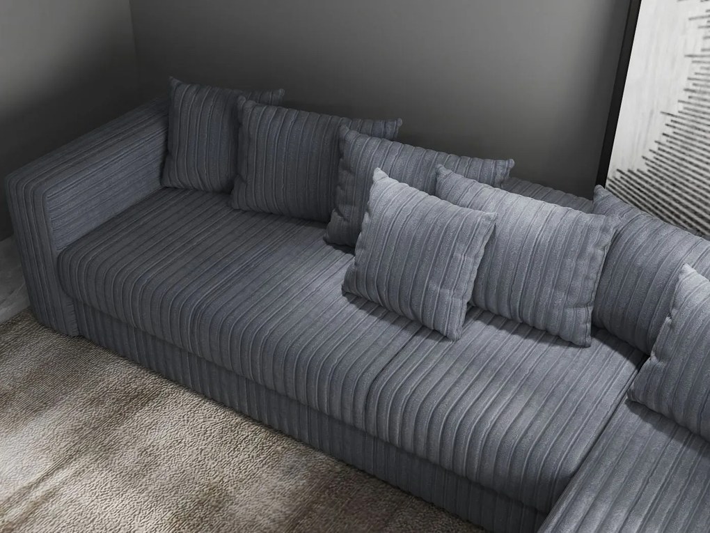 Colțar extensibil dumonde cu ladă de depozitare si sezut confortabil din spuma high-density, Gloria Ambience Gri 320x183 cm