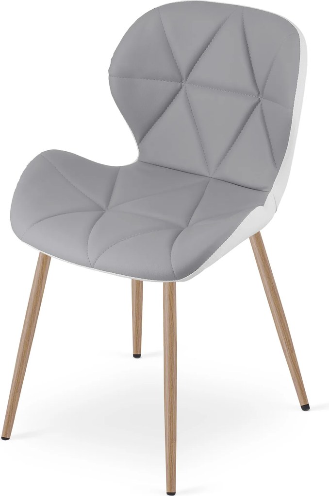 Scaun de dining MANGO din piele ecologica, gri-alb
