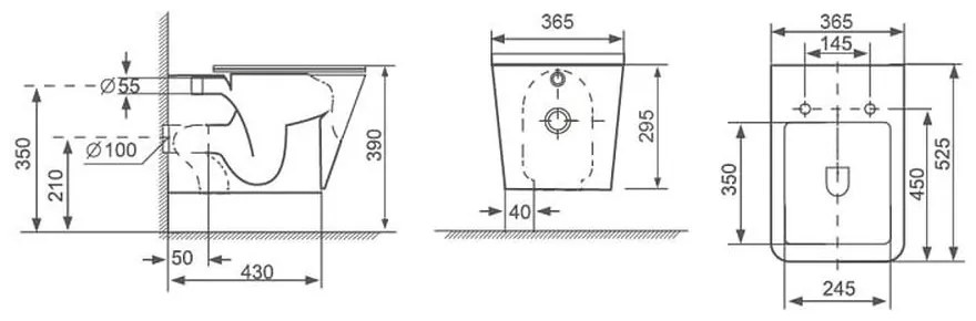 Set vas wc rimless cu capac soft close Fluminia Paris, rezervor incastrat si clapeta crom lucios Alcaplast