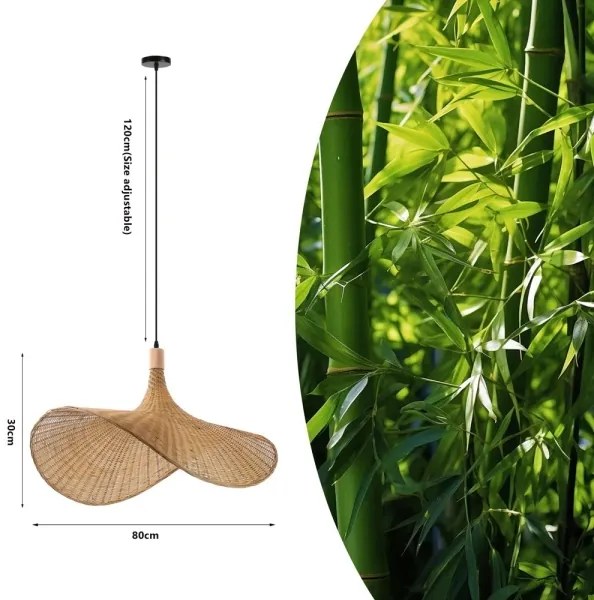 Lustră pe cablu Immax 08290L SOMBRERO 1xE27/40W/230V d. 80 cm ratan