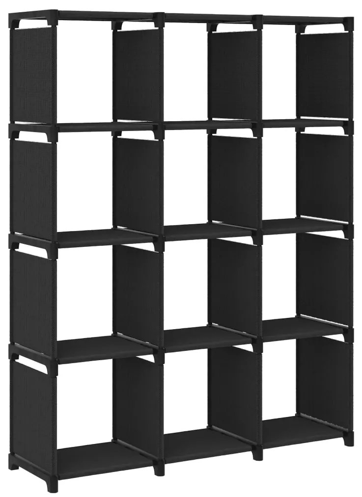 vidaXL Raft expunere, 12 cuburi, negru, 103x30x141 cm, material textil
