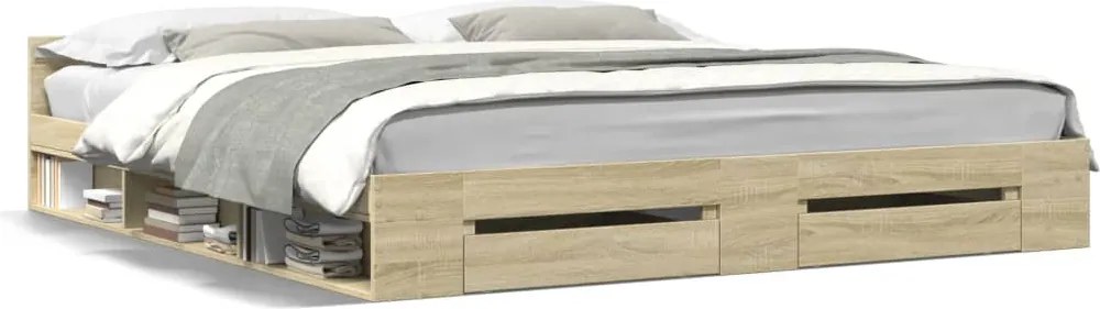 vidaXL Cadru de pat cu sertare stejar sonoma 180x200 cm lemn prelucrat