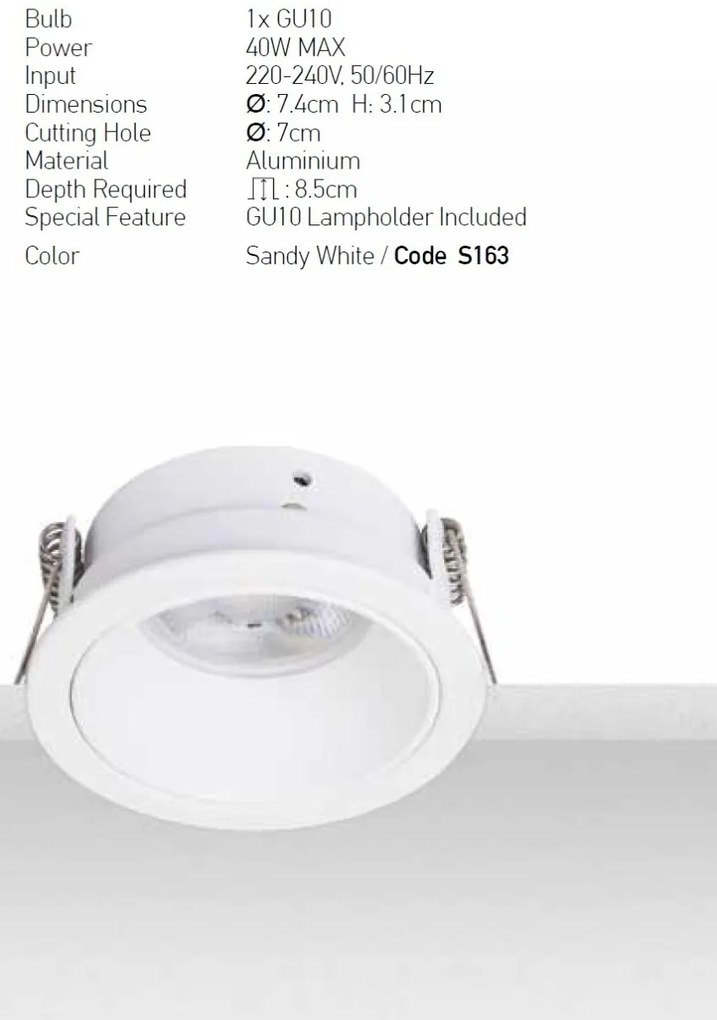 Spot incastrabil GU10 Iria D-7,4cm