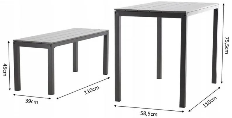 Set mobilier de grădină Yoggi (gri). 1096495