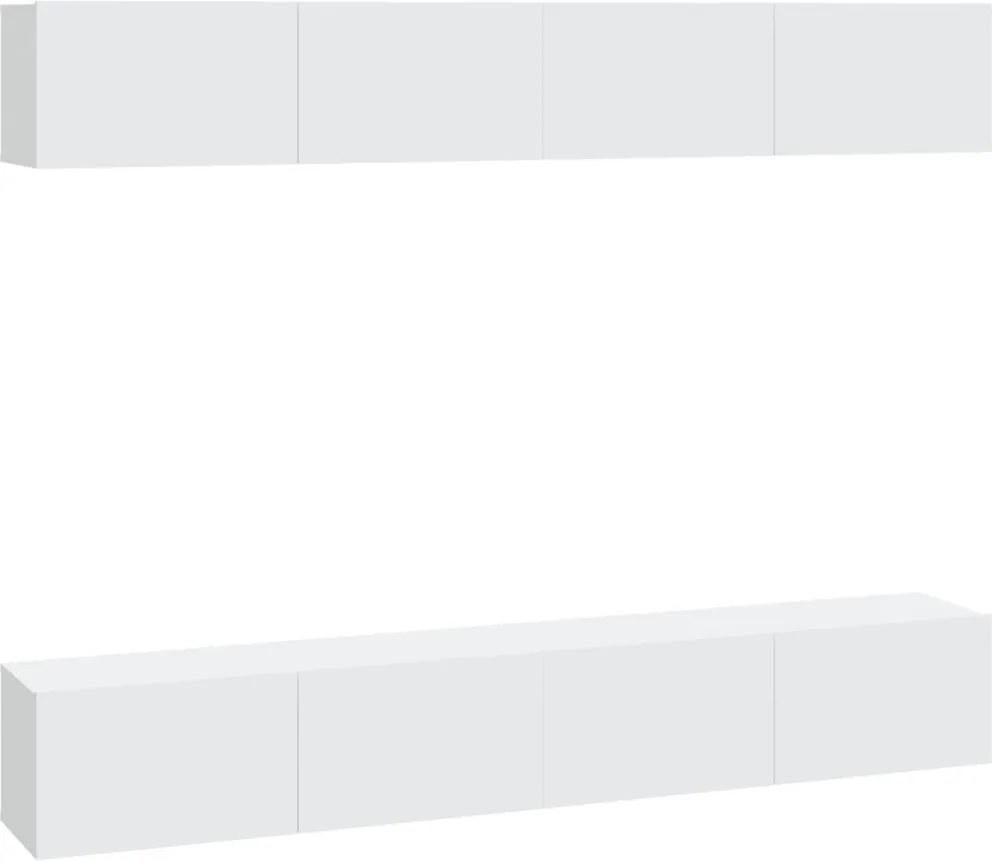 vidaXL Dulapuri TV de perete, 4 buc, alb, 100x30x30 cm