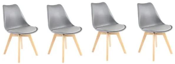 Set de scaune gri deschis stil scandinav BASIC 3 + 1 GRATIS