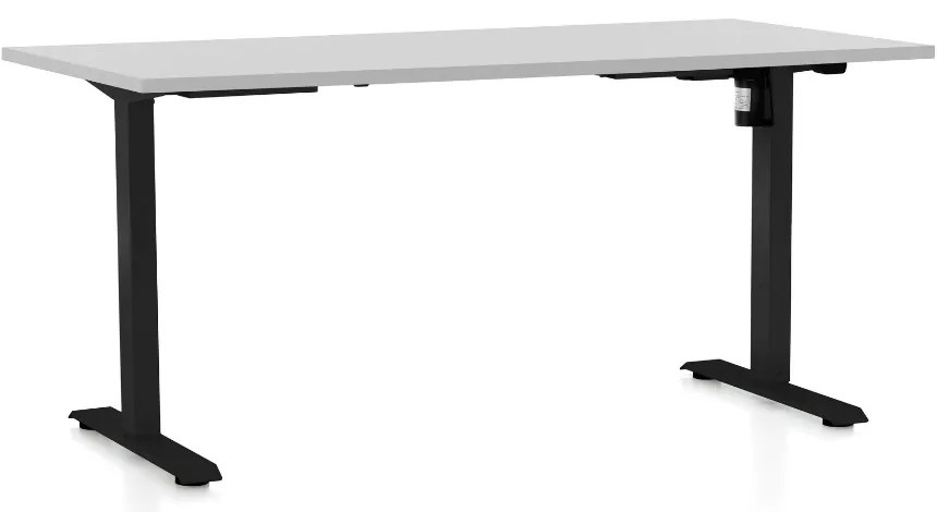 Masa inaltime reglabila OfficeTech A, 160 x 80 cm, bază neagră, gri deschis