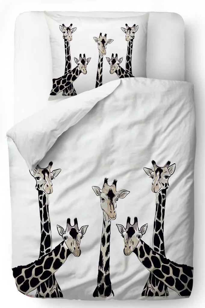 Home albe lenjerie de pat pentru pat de o persoana Butter Kings Friendly Giraffes 140x200cm