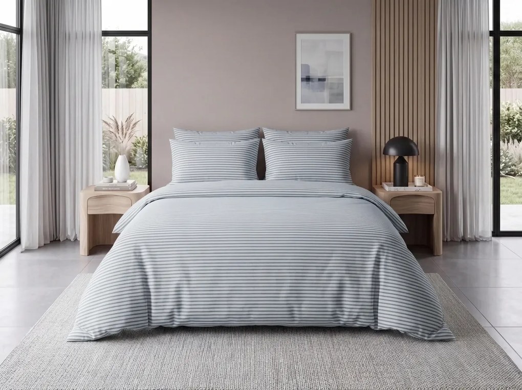 Lenjerie de pat din bumbac LINIE BLUE albastru-gri Dimensiune lenjerie de pat: 70 x 90 cm | 140 x 200 cm