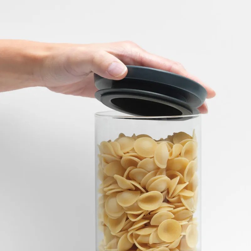 Borcan din sticla Brabantia Stackable 646874, 1.1 L, Inchidere ermetica, Transparent/Gri inchis