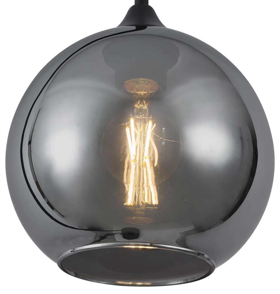 Lampă de podea Art Deco neagră cu sticlă fumurie - Sandra