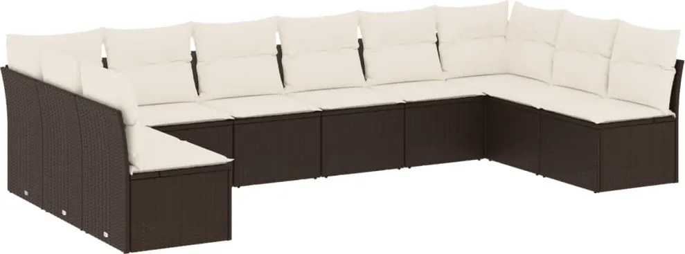 vidaXL Set canapele de grădină cu perne, 10 piese, maro, poliratan