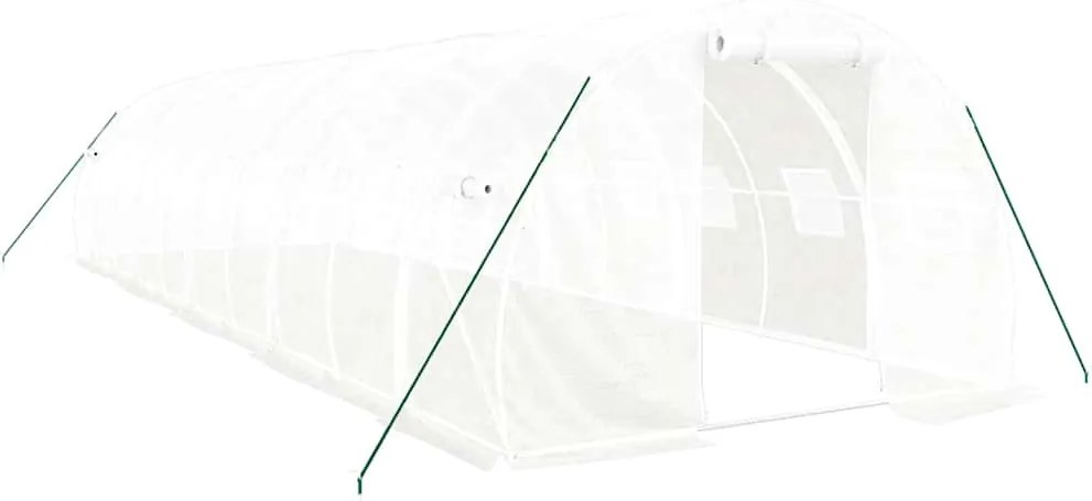vidaXL Seră cu cadru din oțel, alb, 30 m², 10x3x2 m