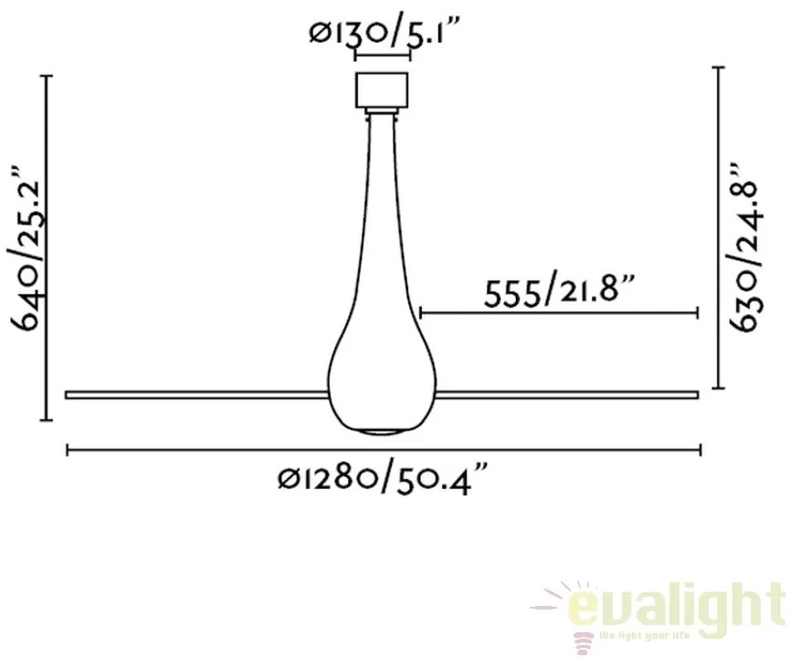 Ventilator cu telecomanda ETERFAN rosu/ transparent 32005