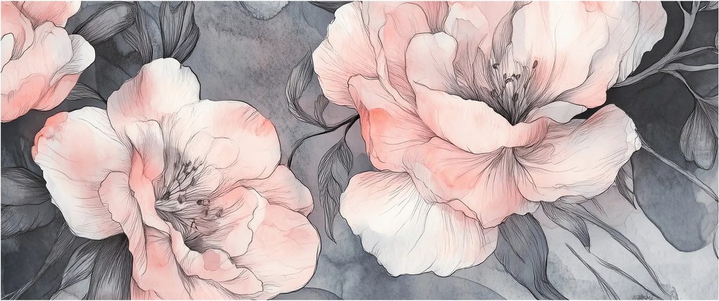 Tablou - Schiță de flori (120x50 cm)